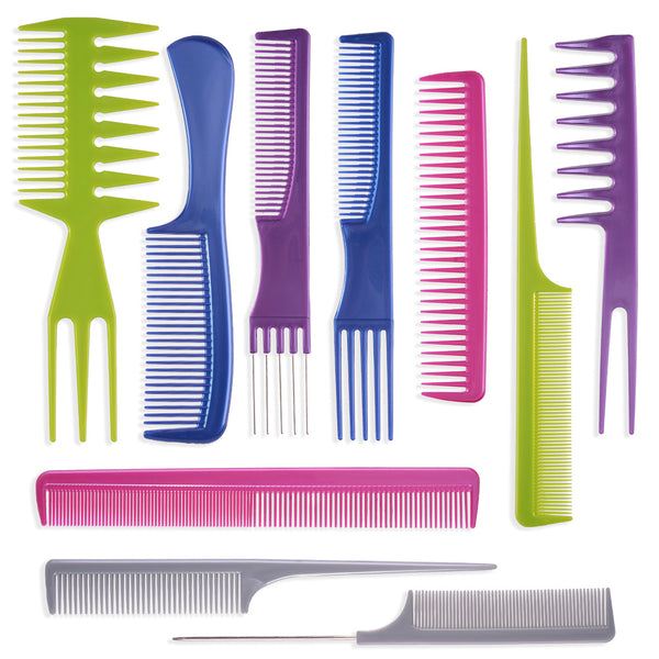 The new hot-selling plastic comb ten-piece set is convenient for household use without hurting hair, anti-static hair comb and hair salon special.