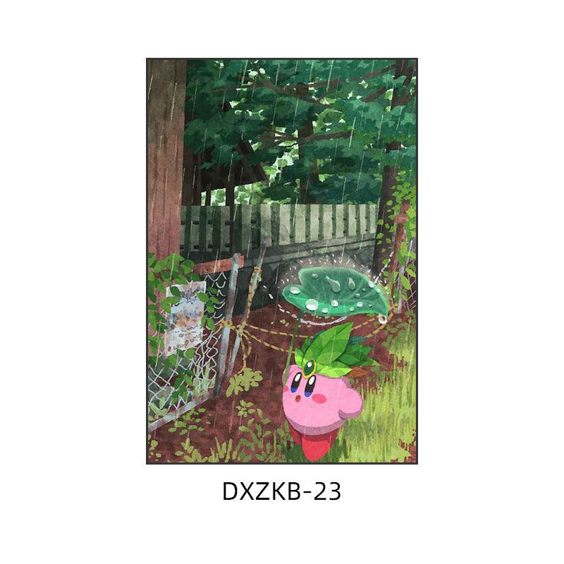 Star Kirby decorative painting pink girl bedroom children's room hanging painting cartoon animation cute princess bedside mural