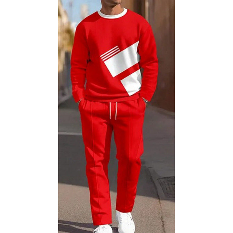 cross-border e-commerce 3d digital print men's autumn/winter new casual fitted long-sleeve hoodie and pants set