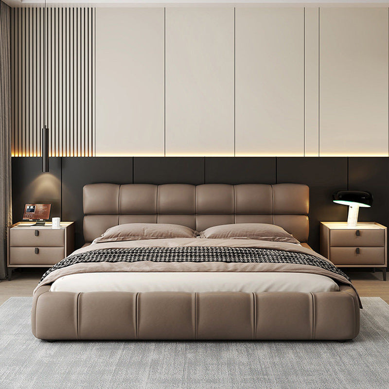 Foshan genuine leather bed classy leather art small apartment bedroom furniture small apartment modern casual soft bag classy bed master bedroom