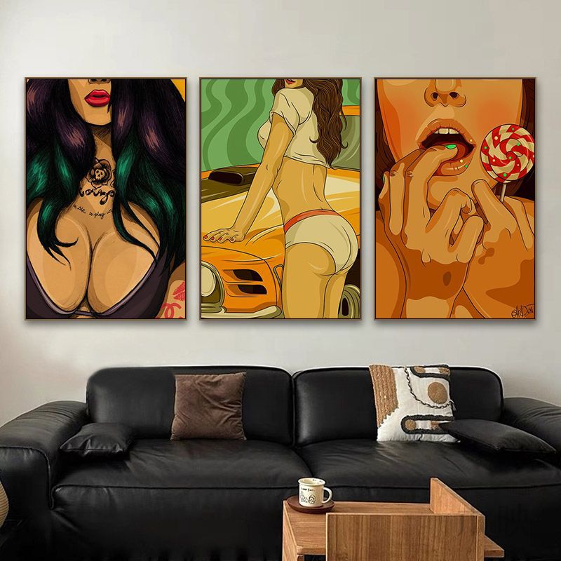 Bar decoration painting American retro tavern KTV box wall painting Love hotel bathroom toilet mural