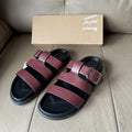 Spanish 2025 summer new arrival: one-strap, open-back women's sandals - crimson red, flat, round-toe, lace-up leather sandals