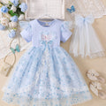 Girls' frozen elsa snowflake short-sleeve mesh princess dress - new summer collection - kids' lace tutu party dress