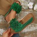 plus sizesummernew arrivalexport wedge thick sole slippers fish mouth one-piece strap flower outwear slippers