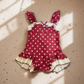 Baby girl swimsuit, cute summer style, backless swimsuit, kids' one-piece swimsuit, trendy polka dot swimwear