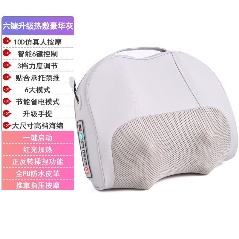 Cervical spine massager neck massage pillow hot compress shoulder lumbar lumbar kneading massager air bag stretching for home