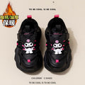Durable girls' shoes: new  autumn/winter black kids' fleece-lined warm sneakers, girls' chunky sneakers, double-layer cotton shoes