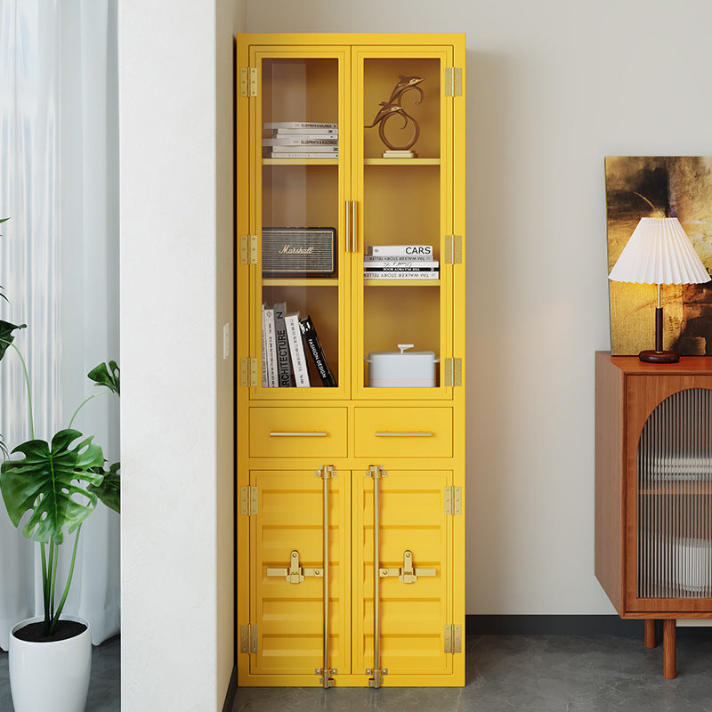 Office File Cabinet Drawer Glass Industrial Wind Iron Cabinet Steel Data File Storage Cabinet Locker