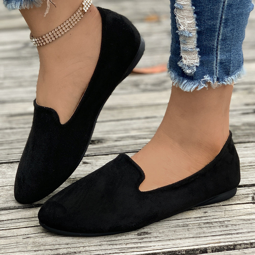 foreign trade large size flats women's spring & fall new arrivalfashion suede flats slip-on beanie shoes large size 43