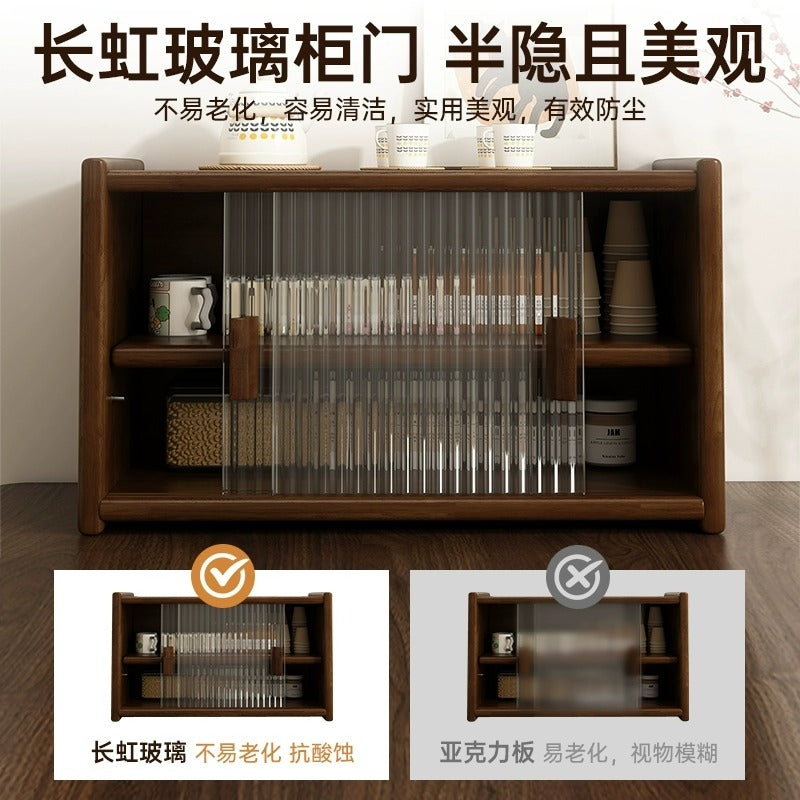 Solid wood dustproof cup holder changhong glass tea set storage cabinet cup water cup coffee cup storage rack desktop storage box