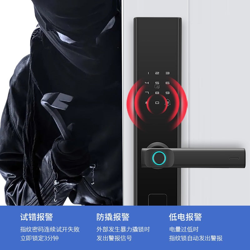 New aluminum alloy waterproof smart fingerprint lock with semiconductor fingerprint recognition, mobile app remote access, and backup key