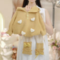 Girls' outfit set -  autumn/winter collection: stylish heart-hooded sweater (yellow top) & bow-tie leggings two-piece set