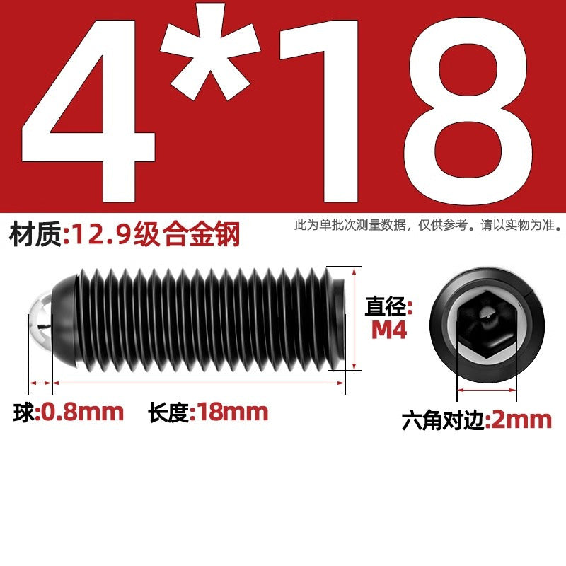 304 stainless steel/12.9 grade wave ball screw steel ball fastening spring ball head spring plunger ball glass positioning ball