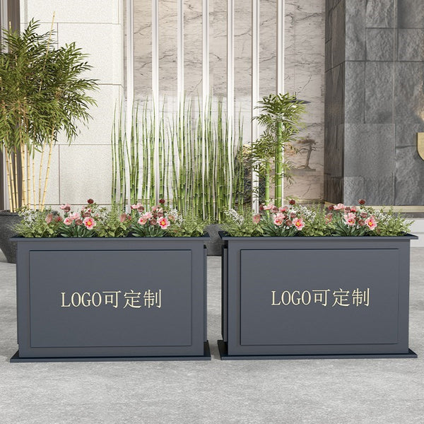 Outdoor wrought iron flower box combination outer pendulum commercial street sales department garden stainless steel flower slot rectangular outdoor fence