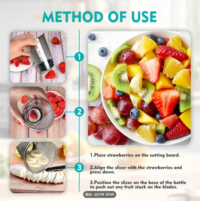 3-in-1 vegetable and fruit slicer cup - strawberry, cucumber chopper - multifunctional kitchen tool for dicing onions and mushrooms