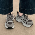 Chunky platform sneakers for women - 2026 spring new arrival: breathable mesh, lightweight, height-boosting, casual athletic running shoes for petite women
