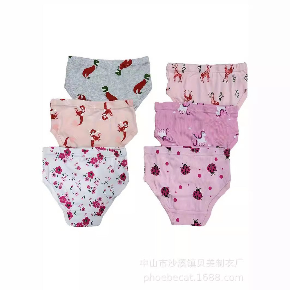 5 pairs per pack, new export-style bamboo fiber girls' briefs, breathable and comfortable, assorted styles shipped