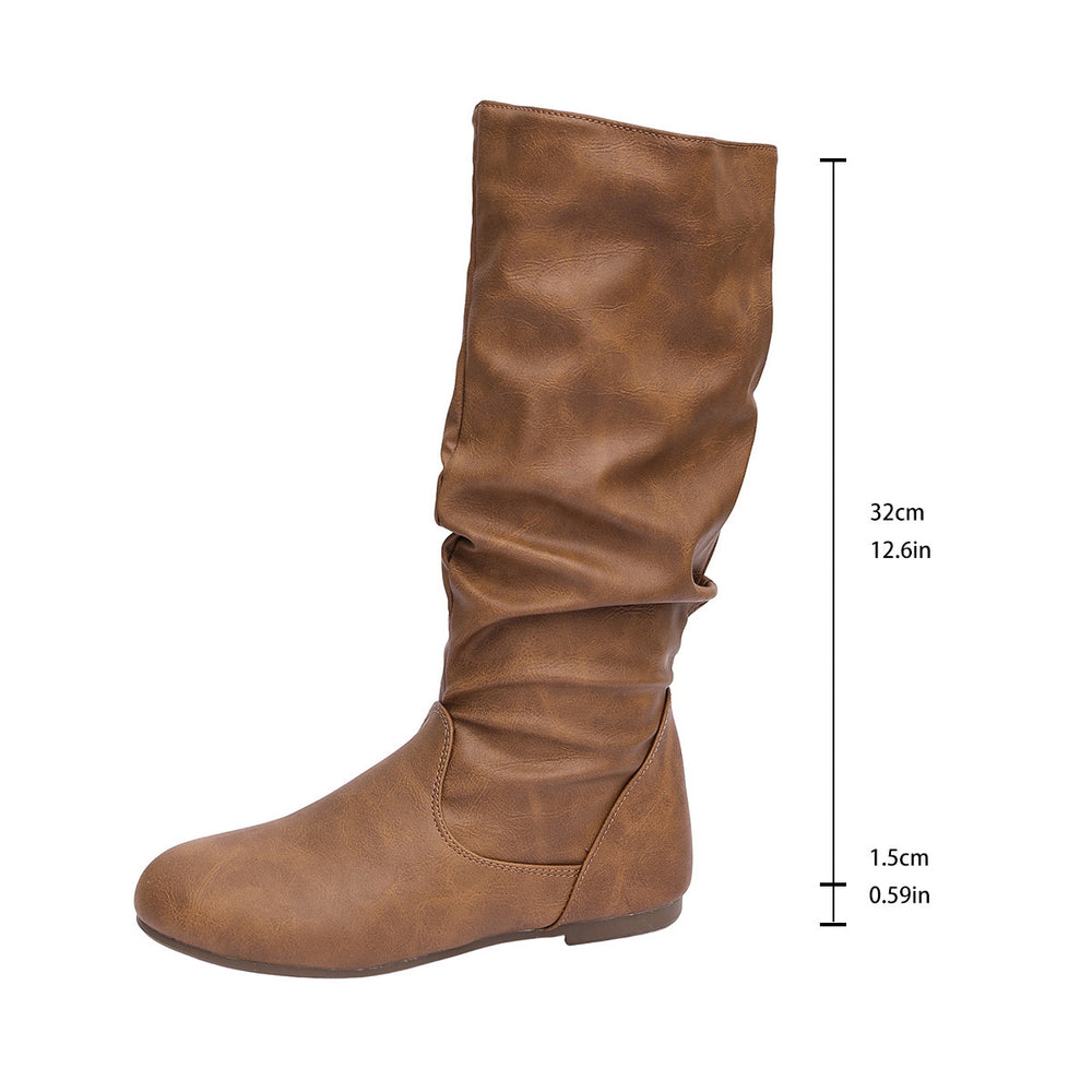 hot-selling cross-border long boots for independent e-commerce stores: loose-fit, flat-heel, retro western-style, plus-size equestrian boots - wholesale