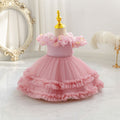 Ready-to-ship new floral cake princess dress - baby girl's first birthday party gown