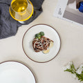 Modern casual style hand-painted stroke ceramic western food plate restaurant hotel stylish salad with edge barbecue plate brown edge plate
