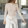 Fashion2025new arrivaly2k clothes threaded round neck long sleeves t-shirt women's bottomoutwear silm right shoulder hot girltops
