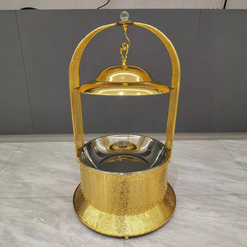 New gas-operated restaurant buffet warmer, 8l cooking pot, stainless steel gold finish, hanging food display