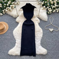 Lightly mature elegance style sleeveless high collar knittingdress female k-style silmslimming lookelegant slit a-line skirt work clothing