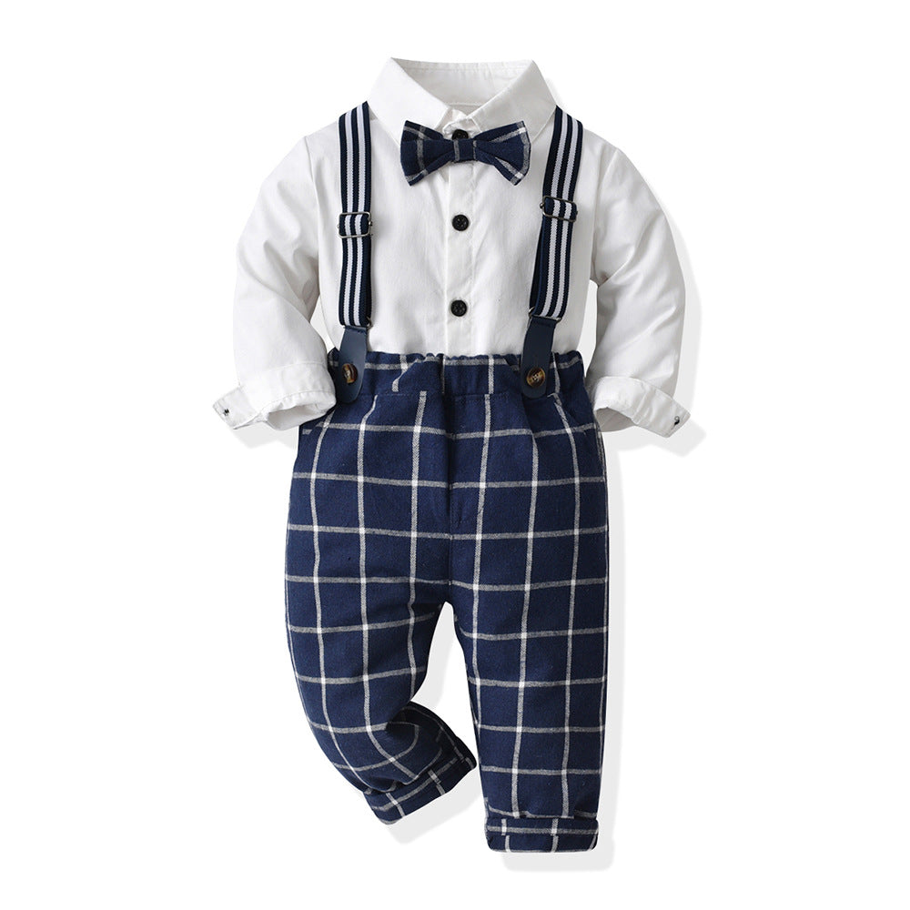 British gentleman's two-piece suit: spring/autumn cotton pique striped outfit for baby/toddler boys - perfect for birthdays!