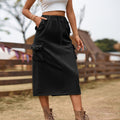 European and american cross-border e-commerce women's apparel: new heavy-duty drawstring design denim work skirt/utility skirt for independent websites and