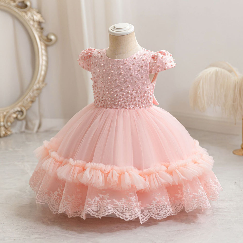 Ready-to-ship wholesale girls' dresses, beaded tulle princess dresses, christmas party evening gowns, kids' dresses