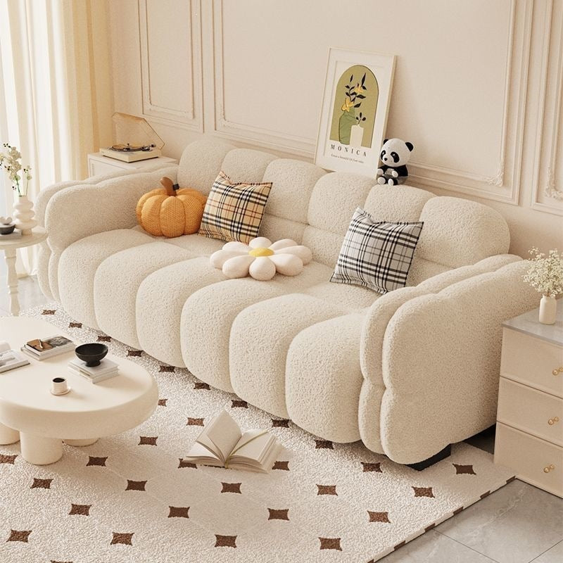 Marshmallow cloud fabric sofa - perfect for small apartments, living rooms, bedrooms, and rental properties. a cozy and comfortable accent sofa for home or office