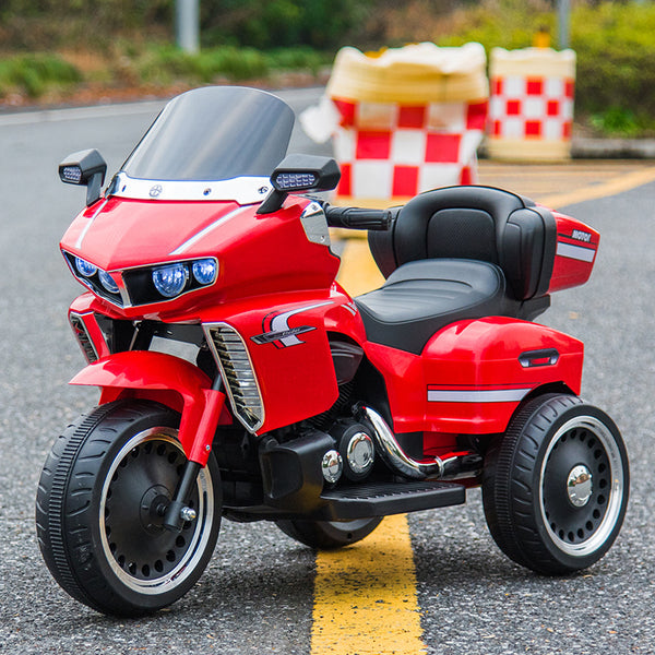Children's electric motorcycle baby double drive battery three-wheeled stroller can seat boys and girls music self-driving toy car