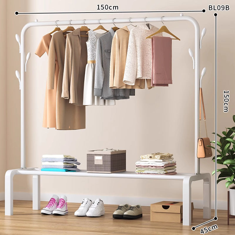 Clothes hanger floor-standing bedroom for home double-pole clothes drying rack clothes rack indoor clothes coat rack thickened balcony clothes pole