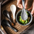 Japanese retro-style ceramic soup spoon - ideal for hotel kitchens, home use, and serving soups, porridge, or as a creative accent