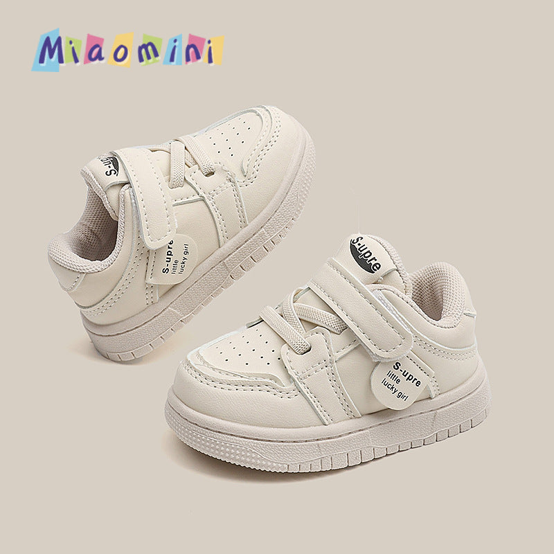 spring/autumn new korean style boys' baby shoes, white sneakers, first walking shoes, children's athletic shoes, unisex kids' skate shoes