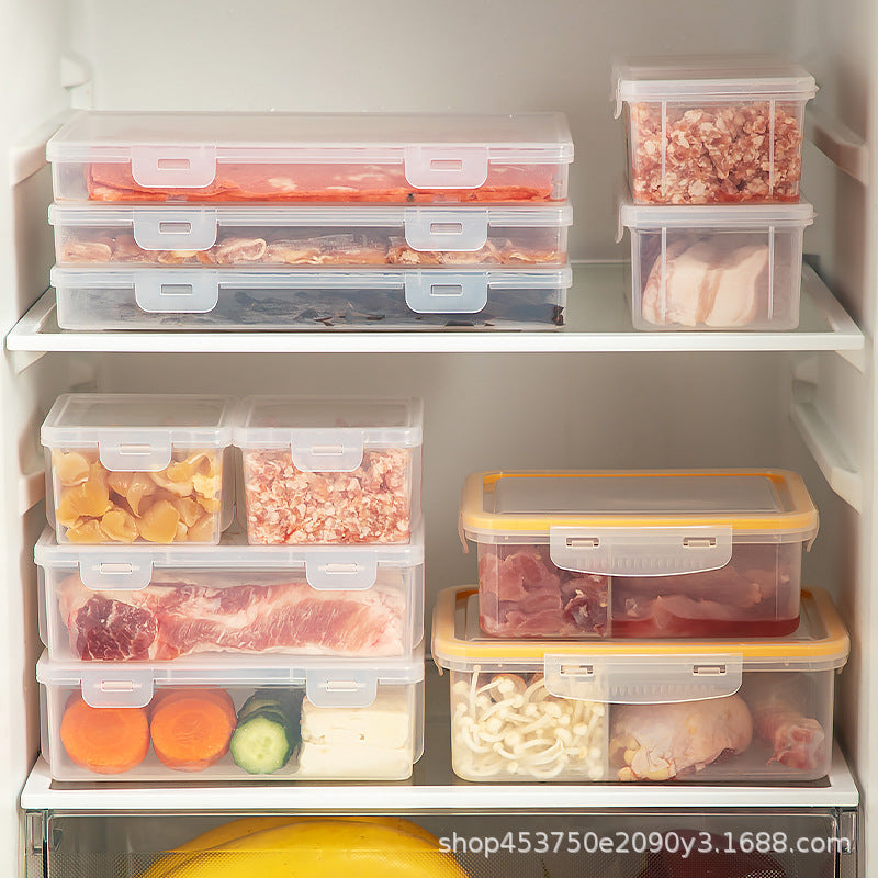 Kitchen Food Refrigerator Fresh-keeping Box Sealed Transparent Plastic Classification Multifunctional Frozen Meat Refrigerator Frozen Storage Box