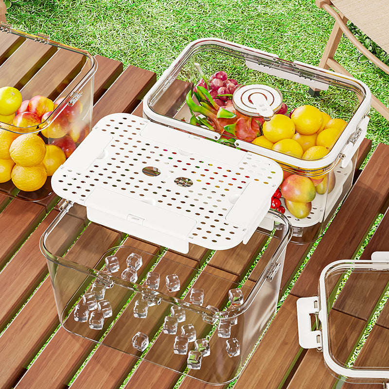 Portable crisper, portable large-capacity fruit box, essential for travel, refrigerator storage box, picnic packing box