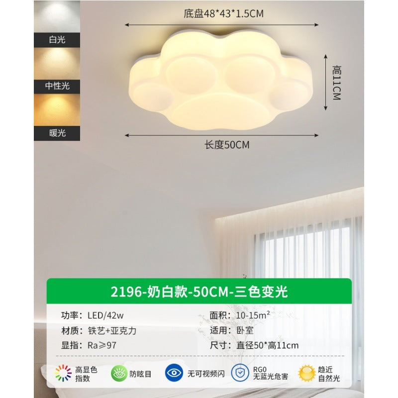 Cream Wind Bedroom Light LED Ceiling Light Room Main Light Modern Minimalist Cat's Claw Children's Room Lighting E