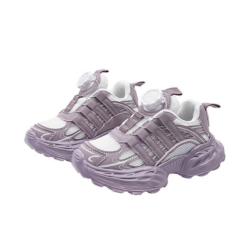 Vancahao boys' rotating buckle fashion sneakers,  spring/autumn new korean style girls' trendy running shoes