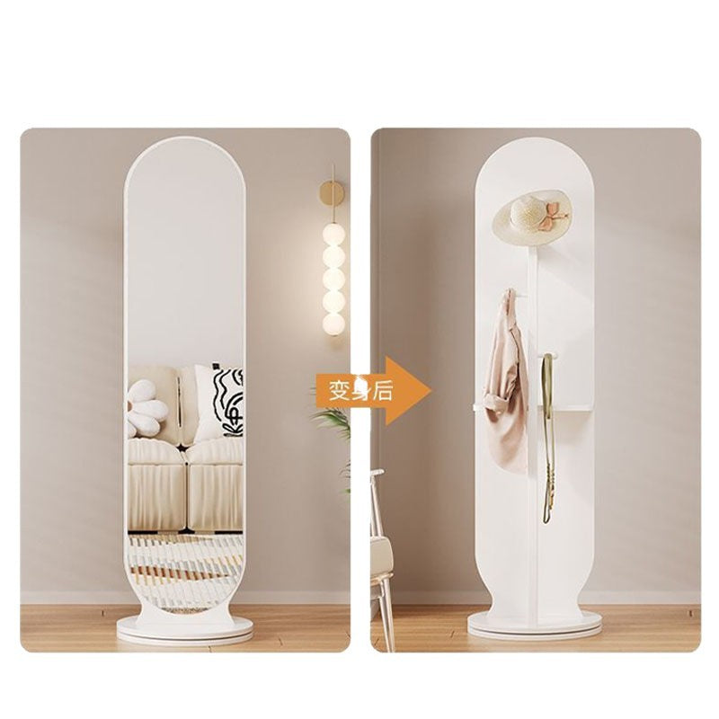 Full-length mirror, rotating mirror, dressing mirror, full-length floor mirror, movable, with coat rack, all-in-one clothes rack, fitting mirror