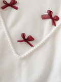 european and american cross-border girls' bow knit top + a-line pleated skirt set, big kids' outfit