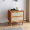 Rattan bedside table wooden cherry color walnut color log color scandinaviancasual style mini solid wood storage cabinet