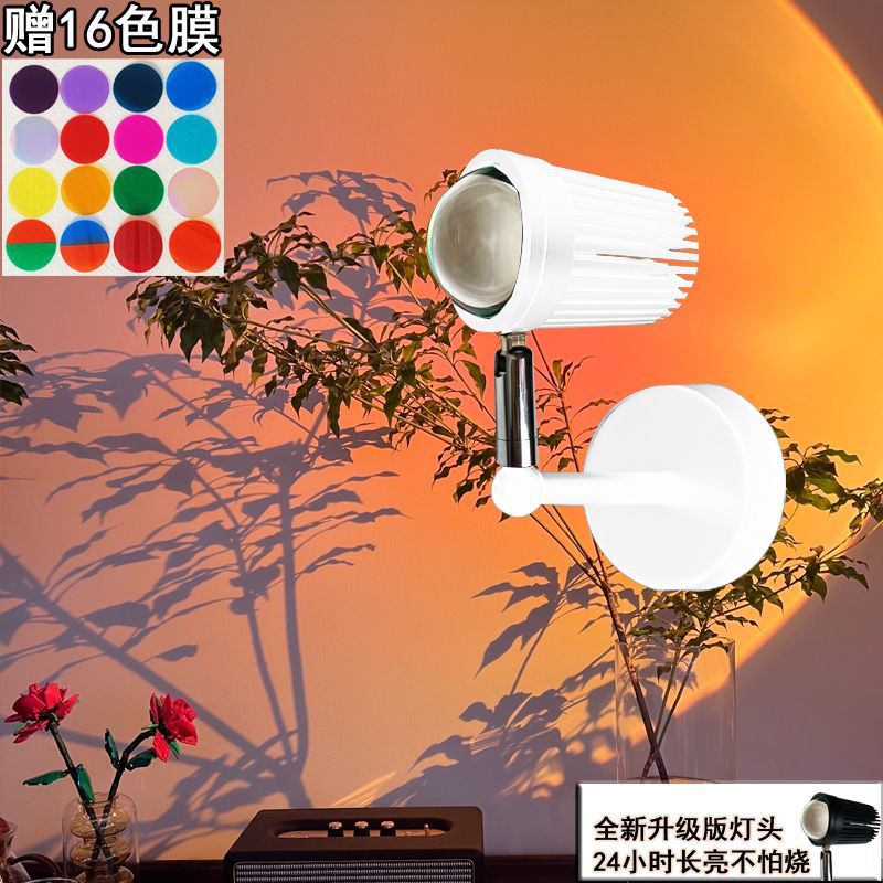 Sunset lamp ins internet celebrity photo projection wall lamp rainbow atmosphere sunset decorative lamp bedside sunset red wall lamp