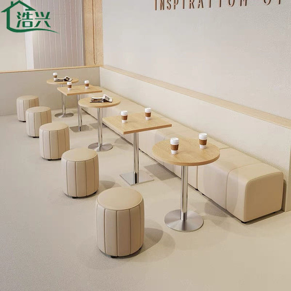 Wall booth sofa milk tea shop cafe cream log wind bench dessert cake shop shopping mall rest bench