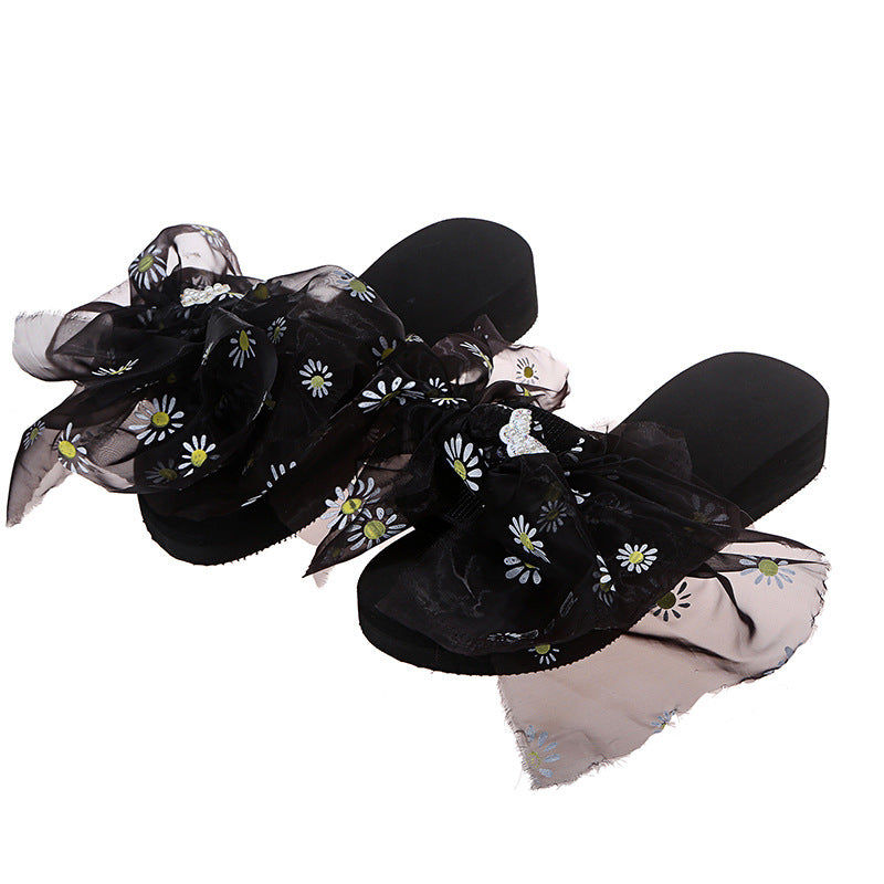 2024 spring/summer casual flat daisy bow sandals women's slippers wholesale - plus size sandals for export