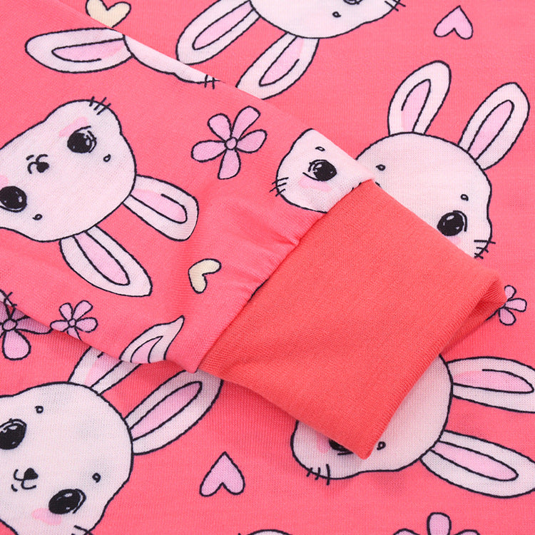 foreign trade supply easter all-print pink rabbit girl home wear suit