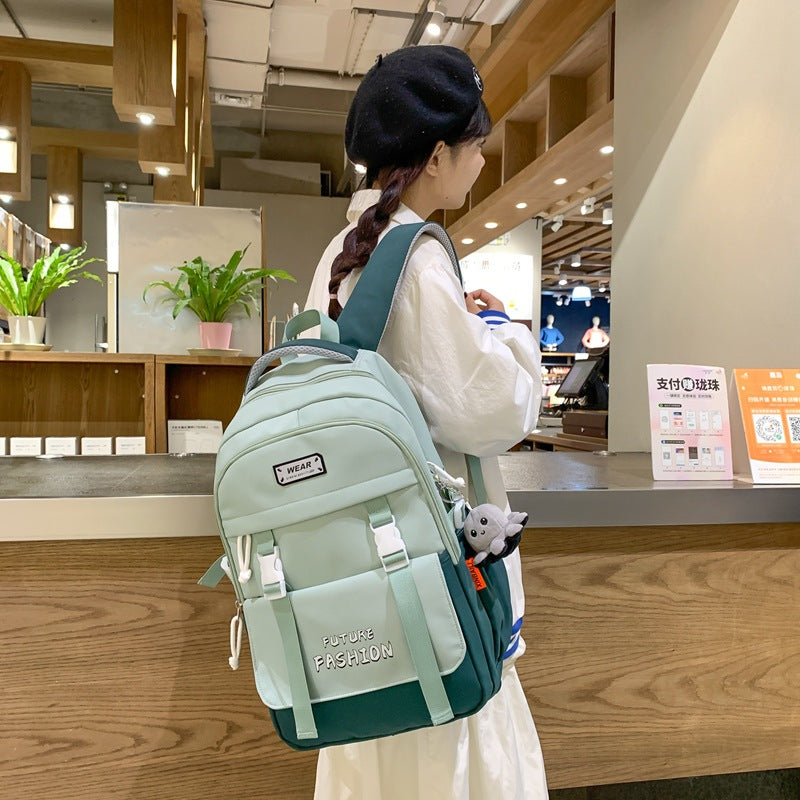 Boys and girls new middle school students simple middle school school bag large capacity ins backpack light college backpack