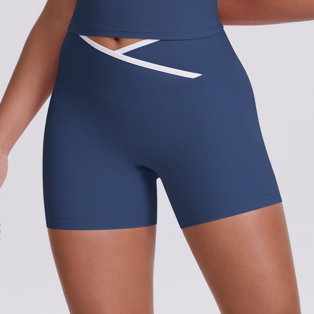 New arrival nude contrast colorpatchwork yoga clothes quick-drying tight butt lifting sports multi-piece set outdoor running fitness suit