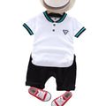 Kids' polo shirt set, 0-4 years old, boys' fashion casual short-sleeve t-shirt and shorts 2-piece set, cross-border children's clothing wholesale