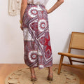cross-border code new  women's original elegant ethnic style slit vacation print midi skirt